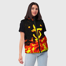 Женский жилет Doom огненное лого, цвет: 3D-черный — фото 2