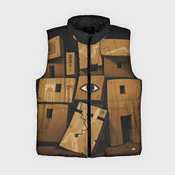 Женский жилет Коробки и глаз, цвет: 3D-черный