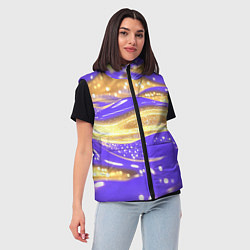 Женский жилет Фиолетово-золотая жидкая текстура, цвет: 3D-черный — фото 2