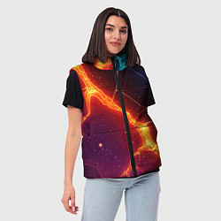 Женский жилет Сине-оранжевые молнии текстура, цвет: 3D-красный — фото 2