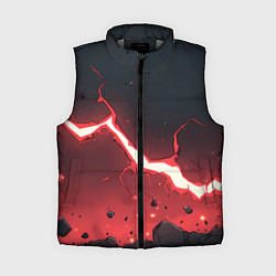 Женский жилет Красная молния на черной текстуре, цвет: 3D-светло-серый