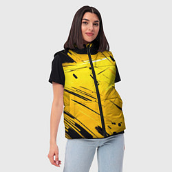 Женский жилет Желтая краска на черном фоне, цвет: 3D-светло-серый — фото 2