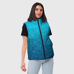 Женский жилет Лазурный голубой текстурный градиент, цвет: 3D-черный — фото 2