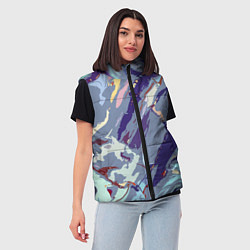 Женский жилет Фиолетовый стилизованный абстракция, цвет: 3D-черный — фото 2