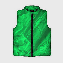Женский жилет Зелёный малахитовый абстракция камень, цвет: 3D-черный