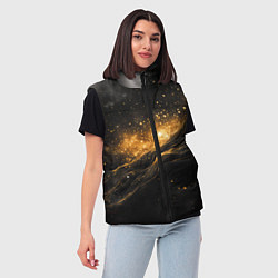 Женский жилет Золотистое сияние на черной текстуре, цвет: 3D-черный — фото 2