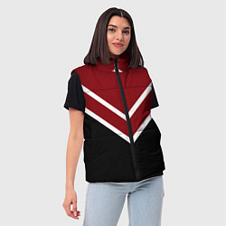 Женский жилет Красный с чёрным и белые полосы, цвет: 3D-черный — фото 2