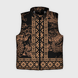 Женский жилет Золотой дракон с узорами славянскими, цвет: 3D-светло-серый