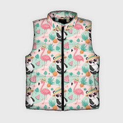 Женский жилет Панда фламинго лето ананас, цвет: 3D-черный