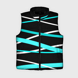 Женский жилет Чёрный с бело-голубыми полосами, цвет: 3D-черный