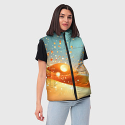 Женский жилет Золотая песочная абстракция фон, цвет: 3D-черный — фото 2