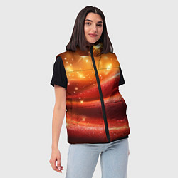 Женский жилет Красная волнистая текстура с блеском, цвет: 3D-черный — фото 2
