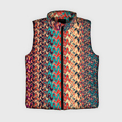 Женский жилет Красно-синий искажённые полосы узор, цвет: 3D-черный