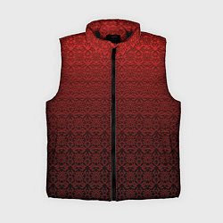 Женский жилет Тёмно-красный цветочный орнамент градиент, цвет: 3D-черный