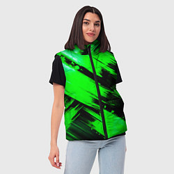 Женский жилет Зеленые мазки краски на черном, цвет: 3D-черный — фото 2