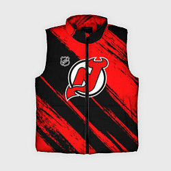 Женский жилет Нью Джерси Девилз - красные потертости, цвет: 3D-черный