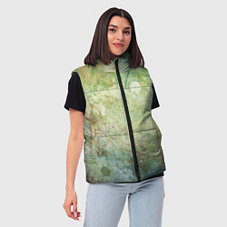 Женский жилет Абстракция - faded spots on a green background, цвет: 3D-черный — фото 2