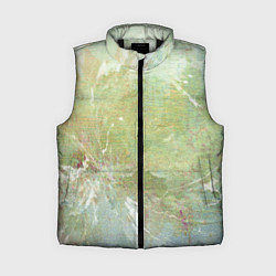 Женский жилет Абстракция - white waves on green background, цвет: 3D-черный