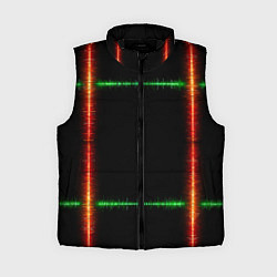 Женский жилет Color green orange lines, цвет: 3D-черный
