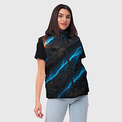 Женский жилет Камуфляж с неоновыми синими вставками, цвет: 3D-черный — фото 2