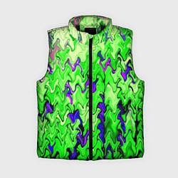Женский жилет Ярко-зелёный стекающая абстаркция, цвет: 3D-черный