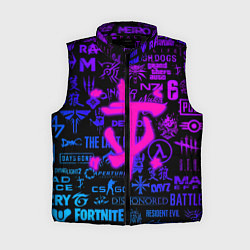 Женский жилет Doom логотипы игр неон, цвет: 3D-черный