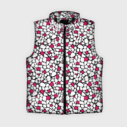 Женский жилет Мелкий красно белый мозаичный узор на черном