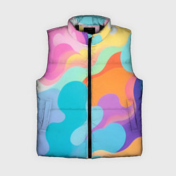 Женский жилет Разноцветные красивые облака, цвет: 3D-черный