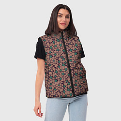 Женский жилет Мелкий мозаичный коричневый зеленый узор хакки, цвет: 3D-черный — фото 2