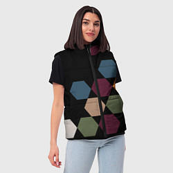 Женский жилет Honeycombs autumn colors, цвет: 3D-черный — фото 2