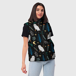 Женский жилет Сова в зимнем лесу, цвет: 3D-черный — фото 2