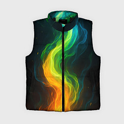 Женский жилет Разноцветное пламя, цвет: 3D-черный