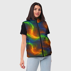 Женский жилет Разноцветное пламя и дым, цвет: 3D-черный — фото 2