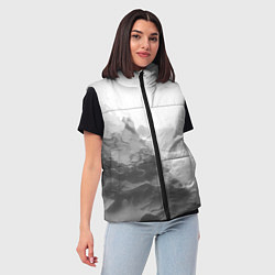 Женский жилет Абстракция серые волны, цвет: 3D-черный — фото 2