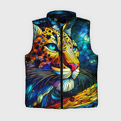 Женский жилет Морда леопарда - витраж