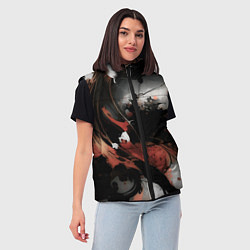 Женский жилет Тёмные краски абстракция красно-чёрный, цвет: 3D-черный — фото 2