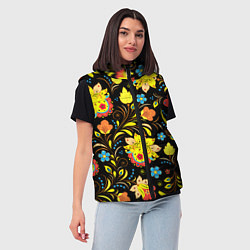 Женский жилет Хохлома узор, цвет: 3D-черный — фото 2