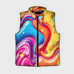 Женский жилет Смесь красно-жёлто-голубых масляных красок абстрак, цвет: 3D-черный