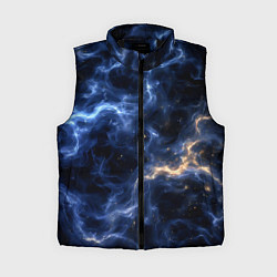 Женский жилет Космическая дымка со свечением чёрно-синий, цвет: 3D-черный
