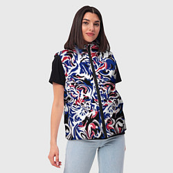 Женский жилет Абстрактный паттерн бело-сине-красный, цвет: 3D-черный — фото 2