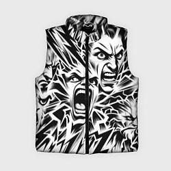 Женский жилет Свирепые лица и молнии - нейроарт, цвет: 3D-черный
