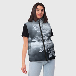 Женский жилет Снежинка на черно белое, цвет: 3D-черный — фото 2