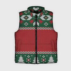 Женский жилет Новогодний узор вязаный