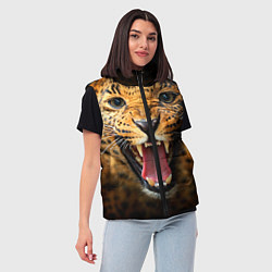 Женский жилет Рык леопарда, цвет: 3D-черный — фото 2