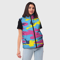 Женский жилет Камуфляж: голубой/розовый/желтый, цвет: 3D-красный — фото 2