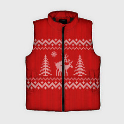 Женский жилет Олени под елками, цвет: 3D-черный