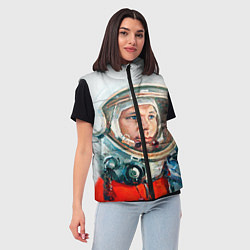 Женский жилет Гагарин в полете, цвет: 3D-светло-серый — фото 2