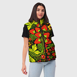 Женский жилет Хохлома: земляника, цвет: 3D-черный — фото 2