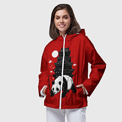 Ветровка с капюшоном женская Panda Warrior, цвет: 3D-белый — фото 2
