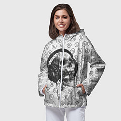 Ветровка с капюшоном женская Череп меломана, цвет: 3D-белый — фото 2
